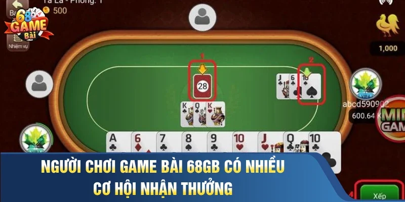 Người chơi game bài 68GB có nhiều cơ hội nhận thưởng